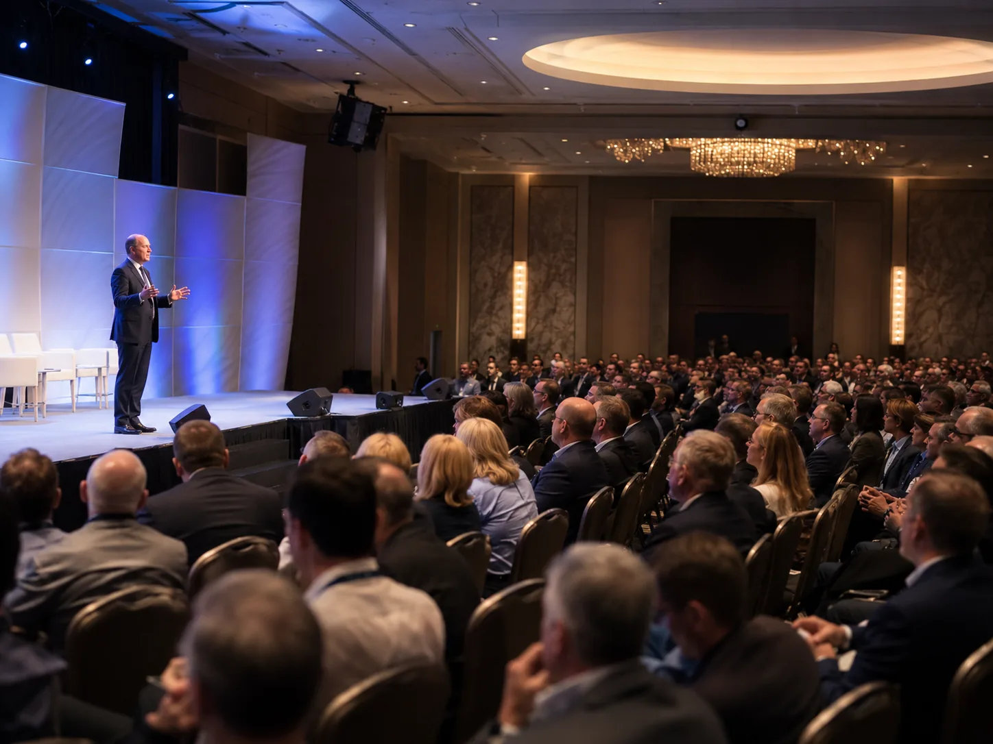 Corporate audience watching a premium event presentation
